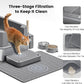 Stainless Steel Cat Litter Box - Enclosed XL Metal Kitty Litter Box with Lid for Big Cats, High Sided, Anti-Leakage, Easy Cleaning, Non-Sticky, Included Litter Mat, Cat Bowl & Spoon