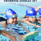 Kids Swim Goggles, Swimming Goggles for Kids Toddlers 3-14 with Swim Cap, Nose Clip, Nose Bridge, Ear Plugs