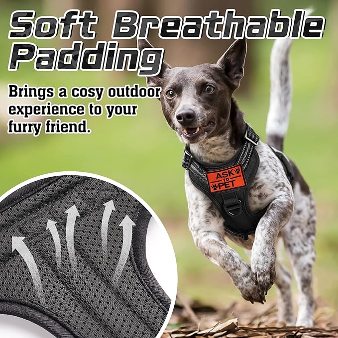 rabbitgoo Tactical Dog Harness for Large Dogs, No Pull Military Service Vest with Handle & Molle, Easy Control for Training Walking, Adjustable Reflective Straps, Black, XL