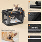 Feandrea Collapsible Dog Crate, 24-Inch Portable Dog Travel Crate for Small Dogs, Oxford Fabric Pet Carrier with 4 Mesh Doors, Handles, Storage Pocket, Water Bottle Holder, Ink Black UPDC016B01