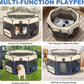 Aivituvin Dog Playpen, Foldable Pet Play Pens with Carrying Bag for Cat, Puppies, Rabbits, Portable Dog Tent Crates Cage for Travel Camping Indoor Outdoor, Removable Shade Cover, Blue L