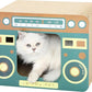 Radio Cat Scratcher Cardboard Lounge Bed - Durable Pads Prevent Furniture Damage - Cat Scratchers & Play House for Indoor Cats - Corrugated Scratcher Box Toy for Cat Birthday