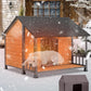 Extra Large Dog House Outdoor for Large Dogs, Insulated Dog House with Metal Frame, Waterproof Dog Shelter with Asphalt Roof, PVC Curtain & Multifunctional Patio, Indoor Outdoor Use