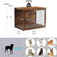 DWANTON Dog Crate Furniture with Cushion, Wooden Kennel Table with Double Doors, Indoor Dog House, Extra Large Size, 43.3" L, Rustic Brown