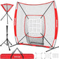 7x7 ft Baseball Net for Batting Pitching Hitting, Softball Pitching Net with Strike Zone, Tee, Ball Caddy, Softball Batting Net Baseball Training Equipment for Kids Adult Youth Sport Practice