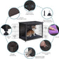 DWANTON Dog Crate Furniture with Cushion, Wooden Kennel Table with Double Doors, Indoor Dog House, Medium Size, 32.5" L, Dark Gray