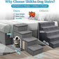 Dog Stairs for Bed and Couch 23“H, Foldable Dog Stairs for Small Older Dogs, 4 in 1 Adjustable Pet Cat Steps Ramps with Storage, Condo, Cat Scratcher, Hold Up to 180LBS, 4 Steps
