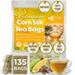 FreshDrinkUS, Premium 135 Tea Bags Corn Silk Tea, 100% Natural & Pure from Corn Silk. Corn Silk Herbal Tea. Clean Ingredients. Made with Natural Material Tea Bags. No Sugar, No Caffeine, Vegan.