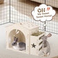 Extra Large Rabbit House & Rabbit Hay Feeder, Indoor Bunny Hideout with Feeder, Small Animal Houses & Habitats and Guinea Pig Hay Feeder