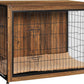 DWANTON Dog Crate Furniture with Cushion, Wooden Kennel Table with Double Doors, Indoor Dog House, Extra Large, 43.3" L, Warm Brown