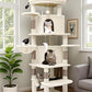 Globlazer Corner Cat Tree Tower for Large Cat, 66inch Tall Large Cat Tree Condo for Multiple Indoor Cats with 6 Scratching Posts, 2 Spacious Cat Condos, Soft Hammock, Hanging Basket, C66, Light Beige