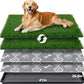 LOOBANI 47.6x29.2in Large Dog Litter Box with 2 Artificial Grass Patch + 2 Washable Pee Pads, Quickly Absorbency Portable Patio Potty for Balcony Apartment Use