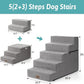 Dog Stairs for Small Dogs, 5 Tier Removable Wider Pet Stairs for Couch and Bed, 23.6" H Non-Slip Dog Steps for Puppies and Old Cats with Support Board, 29.5x19.7x23.6 inch, Grey