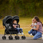 Dream On Me Volgo Twin Umbrella Stroller in Black, Lightweight Double Stroller for Infant & Toddler, Compact Easy Fold, Large Storage Basket, Large and Adjustable Canopy