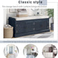Storage Bench with 4 Doors and Adjustable Shelves, Shoe Bench with Removable Cushion for Living Room, Entryway 42.7" L x 16" W x 17.4" H (Antique Navy)
