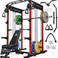 M21 Smith Machine, Multi-Function Power Cage with Dual Pulley Cable Crossover System, 2000LBS All-in-One Squat Rack with Smith Bar and Attachments