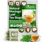 TOG999, Premium 60 Moringa Leaf Tea Bags, 100% Natural & Pure from Moringa Leaves. Loose Leaf Moringa Herbal Tea. Moringa Leaf Tea. No Sugar, No Caffeine, No Gluten, Vegan.