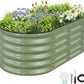 Galvanized Raised Garden Bed - 4x2x1.4FT Metal Planter Boxes Outdoor | Oval Steel Raised Bed Kit for Gardening with Protective Tape, Gloves for Vegetables, Flower, Herb (Green)