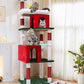 Globlazer Heavy Duty Cat Trees for Large Cats, Sturdy 72in Maine Coon Cat Tree for Large 20 lbs+ Heavy Duty Cat Tower for Adult Biggest Cats with 6 Scratching Posts, Hammock, S72, Red White Green