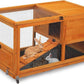 COZIWOW Fashionable Wood 36Inches Rabbit Hutch Indoor with Wheels Bunny Cage Outdoor Fashion Rabbit Cage with Clean Tray, Openable Roof, Anti-Slip Ramp for Small Bunny Rabbit (Orange)