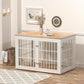 48 Inch Heavy Duty Dog Crate Furniture for Large Dogs, Decorative Pet House End Table, Extra Large Wooden Cage Kennel Furniture Indoor, Natural and White