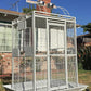 White Extra Large 28"x22"x65"H Double Ladders Open Play Top Wrought Iron Bird Parrot Parttot Finch Macaw Cockatoo Cage, Include Seed Guard and Toy Hook