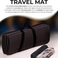 Oceanfoam Travel Workout Mat – 0.3" Thick Folding Exercise Mat for Yoga, Pilates, & Fitness – Non-Slip with Cotton Carrying Strap, Made with Sustainable Algae Foam – 24" x 72" (Charcoal)