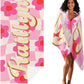 JML Personalized Beach Towel with Name, Custom Flower Beach Towel, Customized Microfiber Pool Towel, Quick Dry & Absorbent Swim Towel for Adult,Anniversary, Birthday, Summer Holiday,Vacation