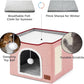 Bedsure Cat Beds for Indoor Cats - Large Cat Cave for Pet Cat House with Fluffy Ball Hanging and Scratch Pad, Foldable Cat Hideaway,16.5x16.5x13 inches, Pink