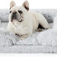 Bedsure Orthopedic Dog Bed Medium Size Dogs - Washable Medium Dog Cat Bed Waterproof, Comfort Pet Couch Sofa with Washable Removable Cover, Pets Bed with Nonskid Bottom, Long Faux Fur-Misty Grey, 28"