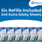 PetLovers Extra Sticky Lint Roller 6 Pack of Refills Only - No Handle Included - 90 Sheets Per Refill 540 Sheets Total