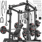 Power Cage Multi-Function Power Rack with Cable Crossover System,1800 LBS Capacity Squat Rack with Weight Bench,for Home Gym