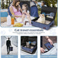 Portable Cat Travel Litter Box. Zipped Lid, Collapsible Litter Box for Cats. No Leakage, No Smell. Easy to Carry. Used for Hotels, Camping, Car (Blue,L)
