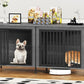 EasyCom 63" Dog Cage Furniture for 2 Pets with Divider, XL Wooden Double Dog Crate Furniture TV Stand for Mideum Breed, Durable and Sturdy