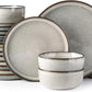 GBHOME Ceramic Dinnerware Sets for 8, 24 Pieces Stoneware Plates and Bowls Sets, Scratch Resistant Dishes, Dishwasher & Microwave Safe, Reactive Glaze-Green Wheat