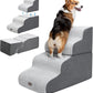 Dog Stairs for High Beds, 4-Step Dog Steps for Small Dogs and Cats, Foldable Pet Stairs for High Bed Climbing, Non-Slip Balanced Pet Step Indoor, Light Grey