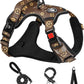 NESTROAD No Pull Dog Harness,Adjustable Oxford Dog Vest Harness with Leash,Reflective No-Choke Pet Harness with Easy Control Soft Handle for Medium Dogs(Medium,Dark Brown)