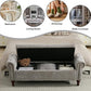 58.1'' Storage Bench Upholstered Chenille End of Bedroom Bed Bench Ottoman with Tufted Cushioned Rolled Arm Large Storage Space for Reading Living Room Entryway, Light Grey