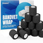 Self Adhesive Bandage Wrap - Pack of 12 Black Color, Non-Woven, Breathable & Water-Resistant Vet Wrap for First Aid, Sports Injury, Body Sprains, & Pets - 2 Inch x 5 Yards