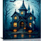 Halloween Gothic Wall Art Castle Pumpkin Ghost Bat Canvas Wall Decor Dark Academia Pictures Painting Print Framed Artwork Decorations Gifts for Halloween Living Room Bedroom Office 20"x24"