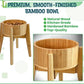 Dog Bowls Elevated, 12-inch High, 5-Cup Cap - Set of Bamboo Holder, Stainless Inner Dish and Stand - Ideal for Medium to Large Breeds - All-Detachable Parts