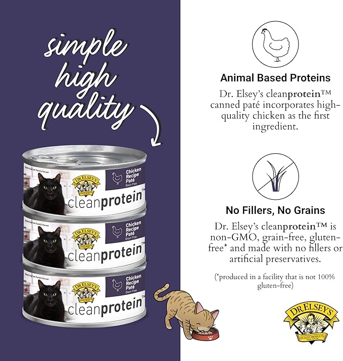 Dr. Elsey's cleanprotein Chicken Recipe Wet Cat Food (Case of 24), 2.75 oz Canned Food