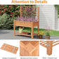 Giantex Raised Garden Bed with Trellis, Wooden Elevated Planter Box with Legs, Drainage Holes for Climbing Plants Vines Vegetables Flowers Herbs, Outdoor Horticulture Planter for Patio Yard (Brown)