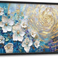 Flower Large Wall Art White Floral Pictures Abstract Golden Spiral Texture Wall Decor Canvas Print Painting Artwork for Bathroom Living Room Bedroom 36L" x 24W"