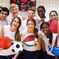 Leyndo 18 Pcs Sport Balls Bulk Set Basketball Football Volleyball Soccer Playground Baseball with Sport Equipment Bag Pump for Youth Adults Outdoor Indoor Practice Gift Back to School