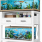 40-49 Gallon Fish Tank Stand with Two Storage Drawers, Heavy Duty Aquarium Stand with Waterproof Mat, Sturdy Metal Frame, 800 LBS Capacity Storage Cabinet, White