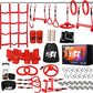 Ninja Warrior Obstacle Course for Kids Backyard with A Pair of Knee Pads, 60’ Ninja Slackline and Slackline Protective Tube with Unique Obstacles Climbing Net, Ninja Wheel, Monkey Bars, Gym Rings