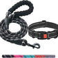 Heavy Duty Dog Leash - Comfortable Padded Handle, 5 ft Long - Dog Leashes for Small Medium Large Dogs (Leash+Collar XS Neck 10.5"-13.5", Black)