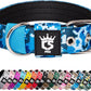 TSPRO Tactical Dog Collar 1.25 Inch Wide Thick Dog Collars with Heavy Duty Metal Buckle, Durable, Strong, Adjustable for Small Dogs (Camo Blue S)
