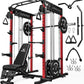 M21 Smith Machine, Multi-Function Power Cage with Dual Pulley Cable Crossover System, 2000LBS All-in-One Squat Rack with Smith Bar and Attachments